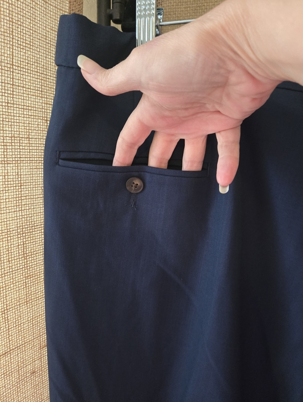 NWT Men's Haggar Classic Front Pleat Stretch Stria Navt Dress Pant 40W X 30L - Picture 12 of 12